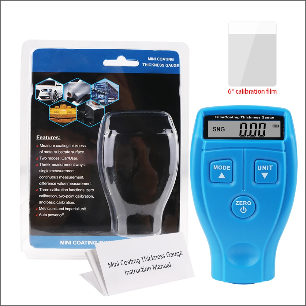 RZ Thickness Gauges Paint Coating Thickness Gauge Digital Car Gauge Tester With Backlight Mini Film