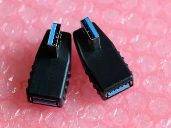 

1 pair 2pcs black High Speed USB A 3.0 female to male right + left angle 90 degree connector adapter Plug for laptop cable etc.