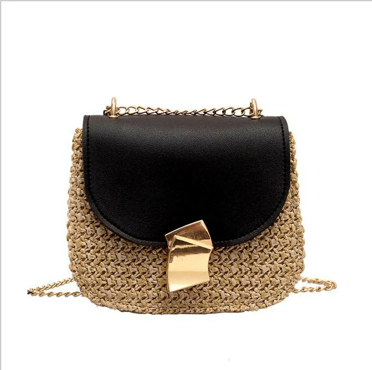 

2019 Fashion Small Crossbody Bags for Women Mini PU Leather +Straw Shoulder Messenger Bag for Girl Bolsas Ladies Phone Purse