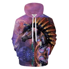 Sudaderas con capucha Unisex de caballo de la vendimia 3D con la impresión 3D Hoody único Otoño Invierno suelta delgada con capucha Tops tamaño de la UE