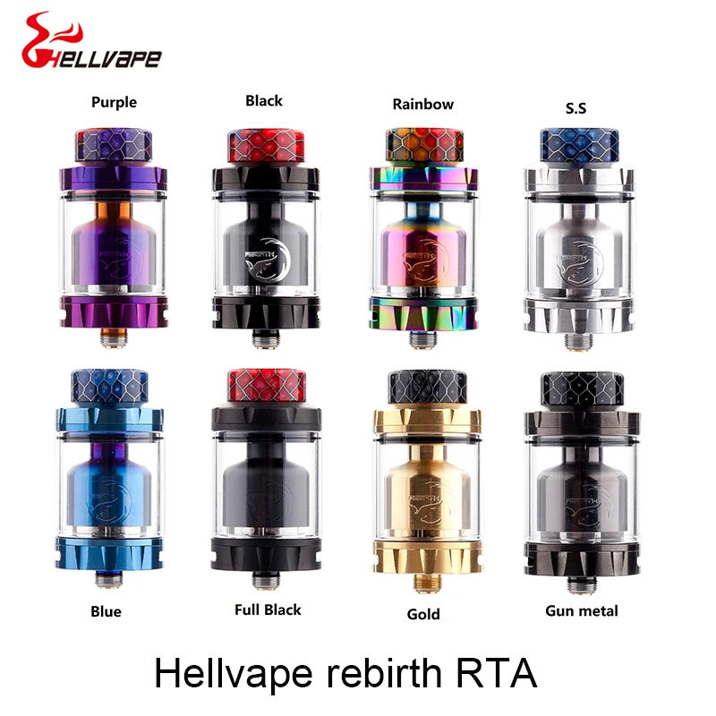 Новейший vape Танк Hellvape Rebirth RTA 25 мм диаметр 2 мл бак с 810 полимерным дриптипом для