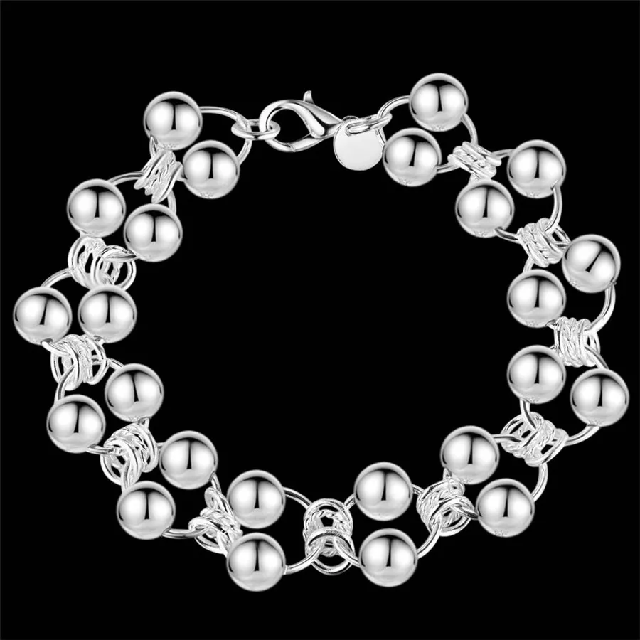 

wholesale Silver color beads chain LINK women lady cute noble nice bracelet fashion charm jewelry wedding Lovely gift , LH027