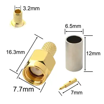 

Free shipping(10 pieces/lot) SMA Male Crimp Straight Connector For RG58/RG142/RG223/RG400/LMR195/RFC195 Cables