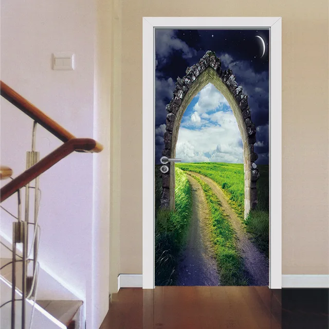 Buy 2018 New 3D Arched Door DIY Door Art Mural