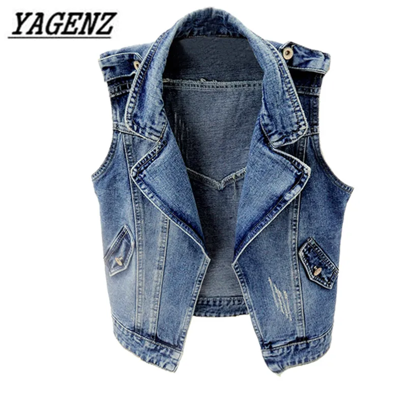

Spring Autumn Suit collar Sleeveless Vest Denim Jackets Casual Tops Plus size 4XL Vintage Solid Jeans Jacket Waistcoats 2019 New