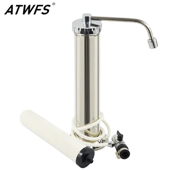 

ATWFS Home Cartridge Ceramic Faucet Tap Faucet Filter Water Ionizer Leading Stainless Steel Water Purifier Water Filter
