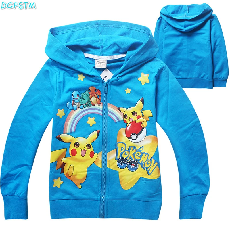 

2017 New Pokemon Go T-shirt Boys Coats Cotton Cartoon Hoodies Tshirt For Boys Children Clothing For 3-10 Years Old Kids Jackets