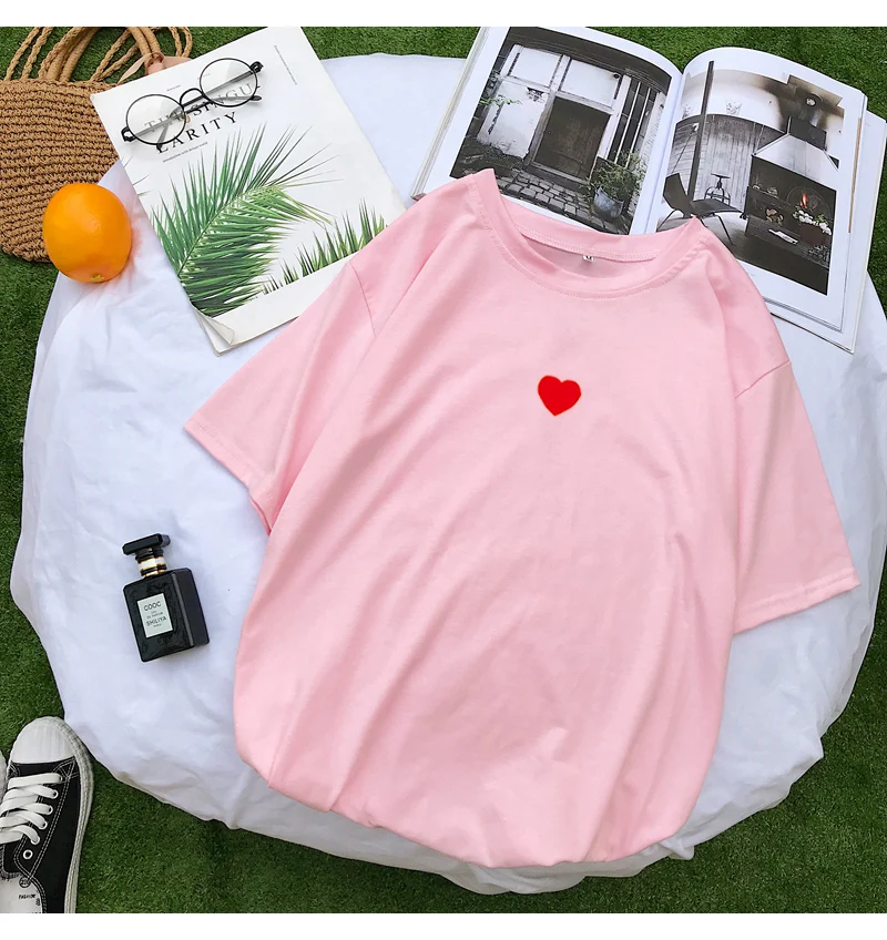 Harajuku T Shirts Women Summer Kawaii Love Herat Print Tee Shirt Femme Streetwear Casual Short Sleeve Korean Tops Camiseta Mujer (9)