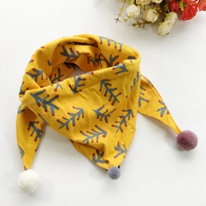 1 предмет, Осень-зима, детский хлопковый шарф с треугольной подвеской, шарфы для мальчиков и девочек, детские мягкие шали, шарф - Цвет: Светло-желтый
