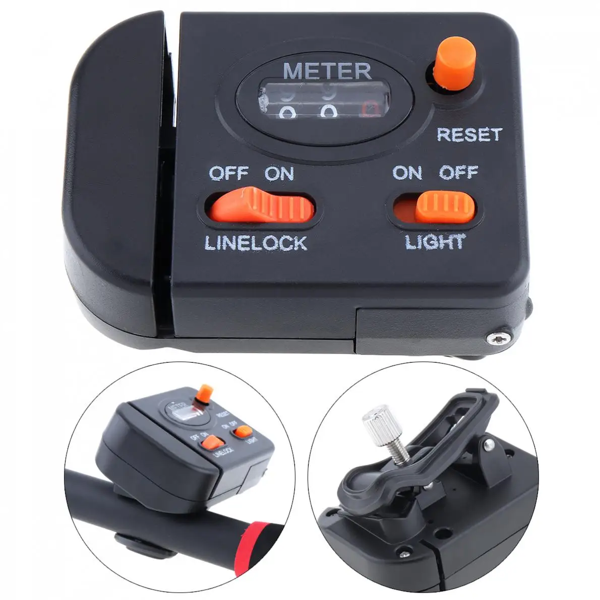 99.9m Fishing Line Counter Clip on Rod Meter Gauge Depth Finder Digital