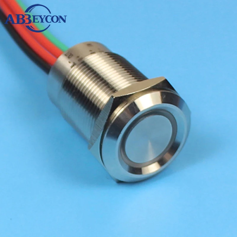 

16mm Waterproof Lead Wired Momentary Latching Touch Switch Stepless Adjusted Segmented Dimming 12V Green Led Push Button Switch