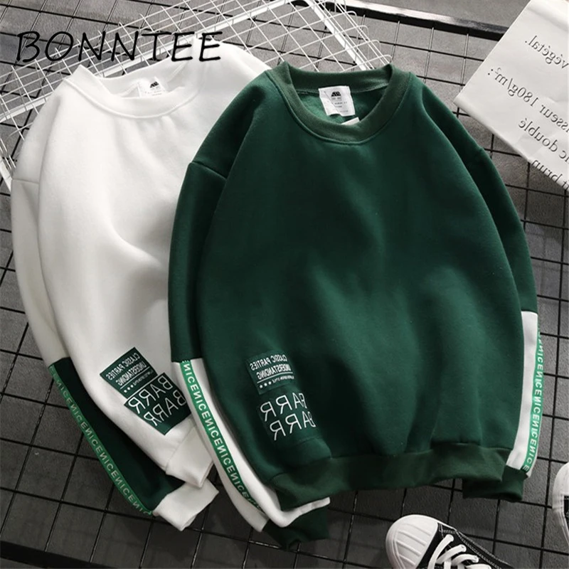 

Hoodies Plus Velvet Thicker Women Patchwork Korean Style Letter Printed Loose Long Sleeve Lovely Womens Chic Harajuku Pullover