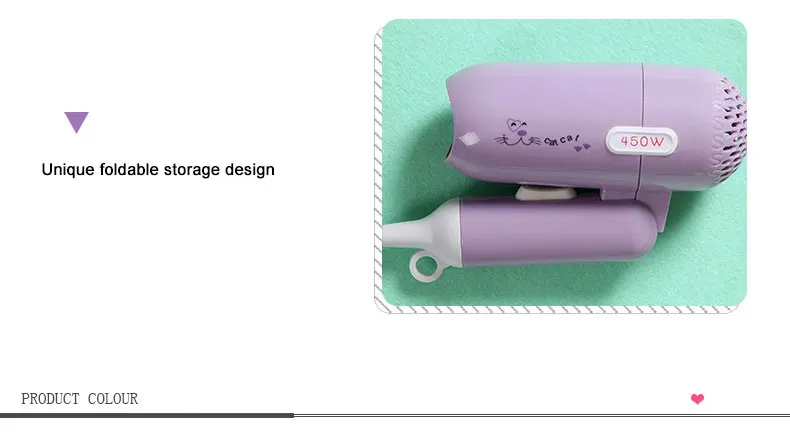 Мини Малый мощность для поездок, портативный складной фен высокое качество фен для школы дома низкая шум Мелкая бытовая техника