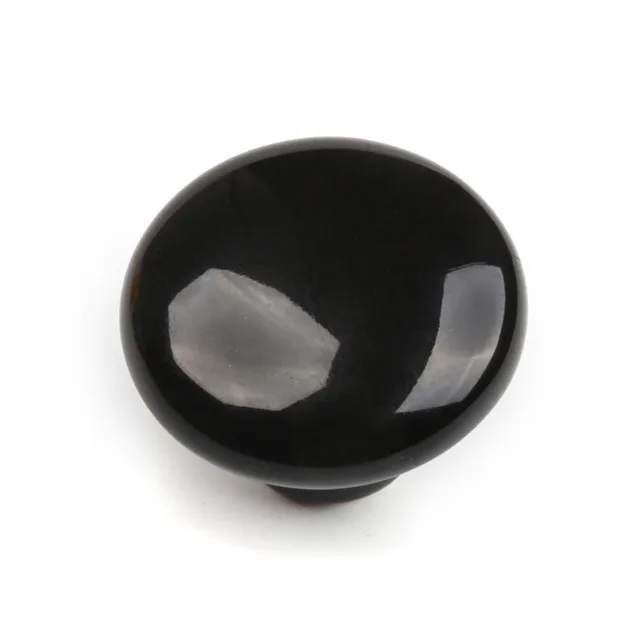 Black Simple Zinc Alloy Cupboard Pull Single Hole Drawer Kitchen Round