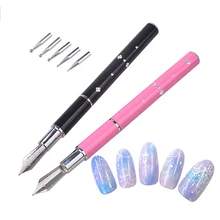 1Pc Dotting Pen with 5 Dotting Heads Painting Liner Drawing Pen Manicure Nail Art Tool Set Random Color
