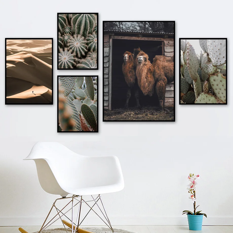 

Camel Desert Cactus Wall Art Canvas Painting Nordic Posters And Prints Wall Pictures For Living Room Home Decor