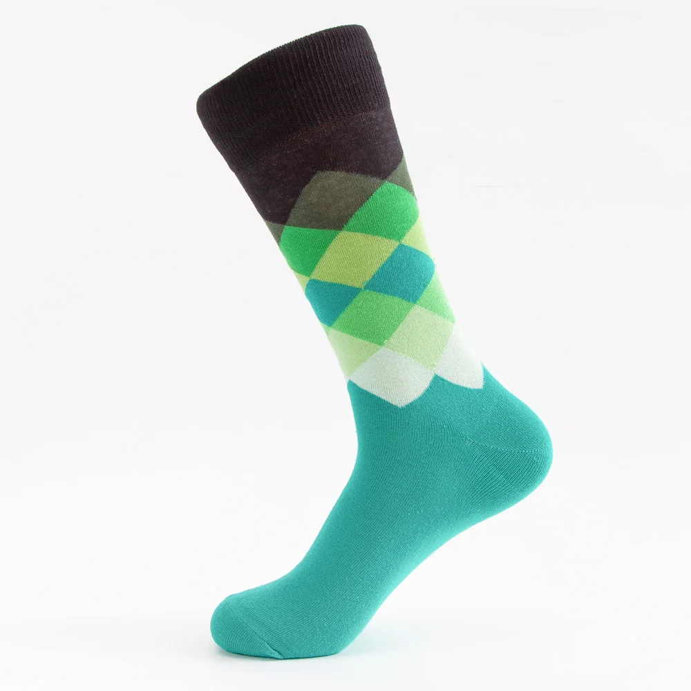 Jhouson/1 пара Классических мужских разноцветных смешных носков из чесаного хлопка с геометрическим узором и бриллиантами; повседневные деловые носки - Цвет: X003
