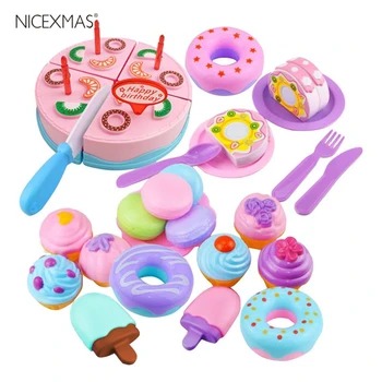 

23pcs Toy Cake Cutting Kits Cute Birthday Simulation Cooking Educational DIY Toy Playset Cake Set for Kids Toddlers Gifts