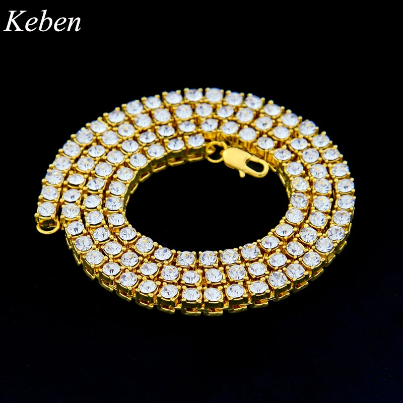 

Keben Mens Hip Hop Men Necklace Iced Out 1 Row Rhinestone Choker Bling Crystal Tennis Chain Necklace Men Kolye Drop Shipping