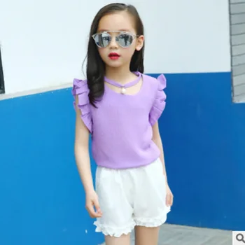

Girls Clothing Set 2018 New Summer Kids Fashion Clothes Sets Children Leisure Sport Suits Sets 3 Solid Colors Size110-160 ly071