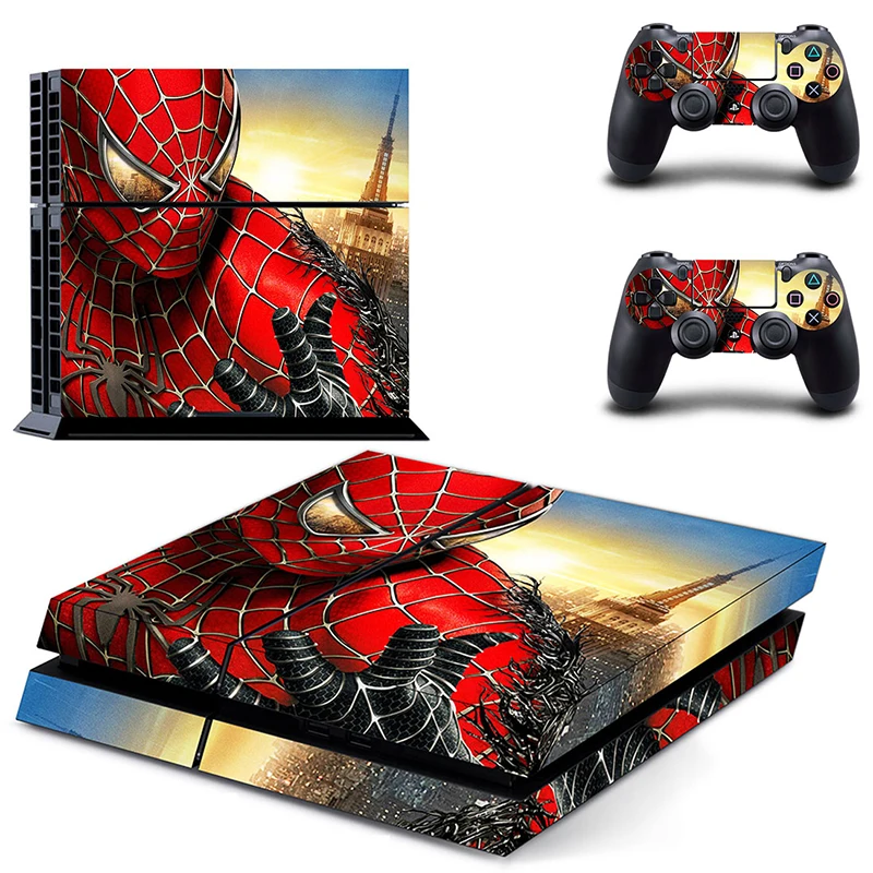

Top Quality Spiderman Vinyl Skin Sticker For Sony PS4 Console And 2 Controllers Decal Cover Game Accessories