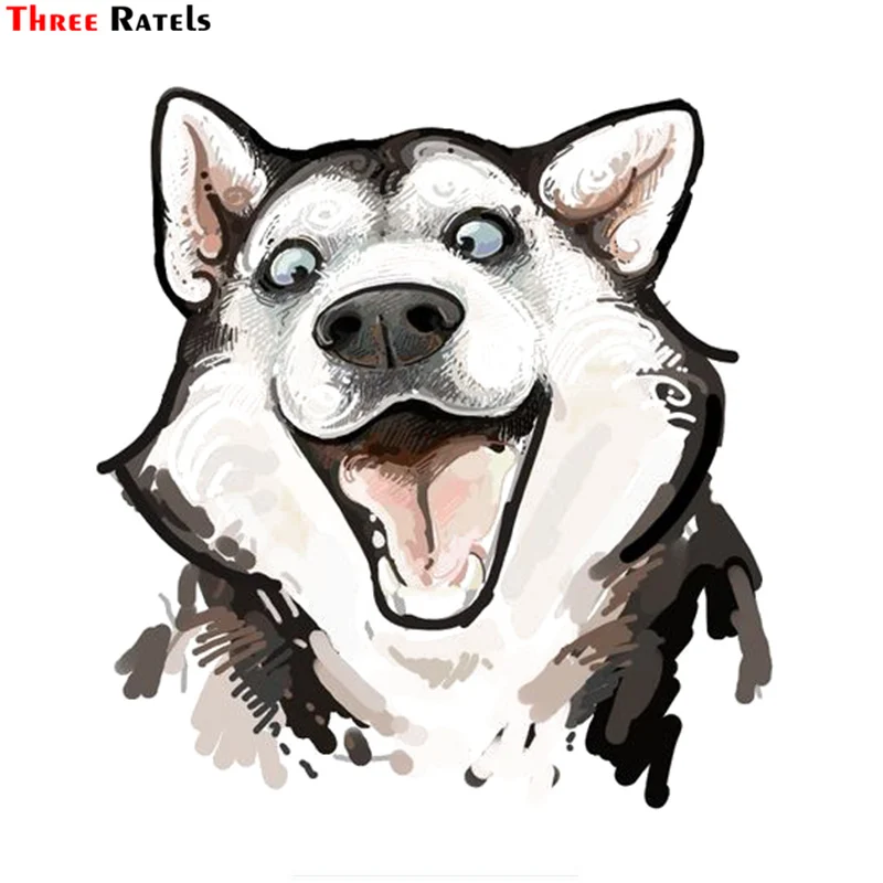 

Three Ratels TRL539# 13x11.4cm dog Erha Husky car funny car stickers car stickers and decals