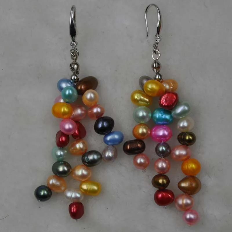 

fashion earring genuine freshwater pearl dangle multi-colored itemQ30150