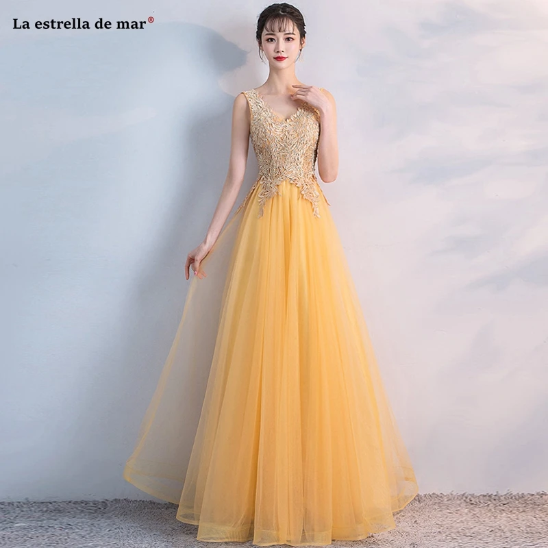 Robe de demoiselle d'honneur pour mariage2019 сексуальный V образным вырезом Тюль с аппликацией линии золото бордовый серебро платье подружки невесты длинное