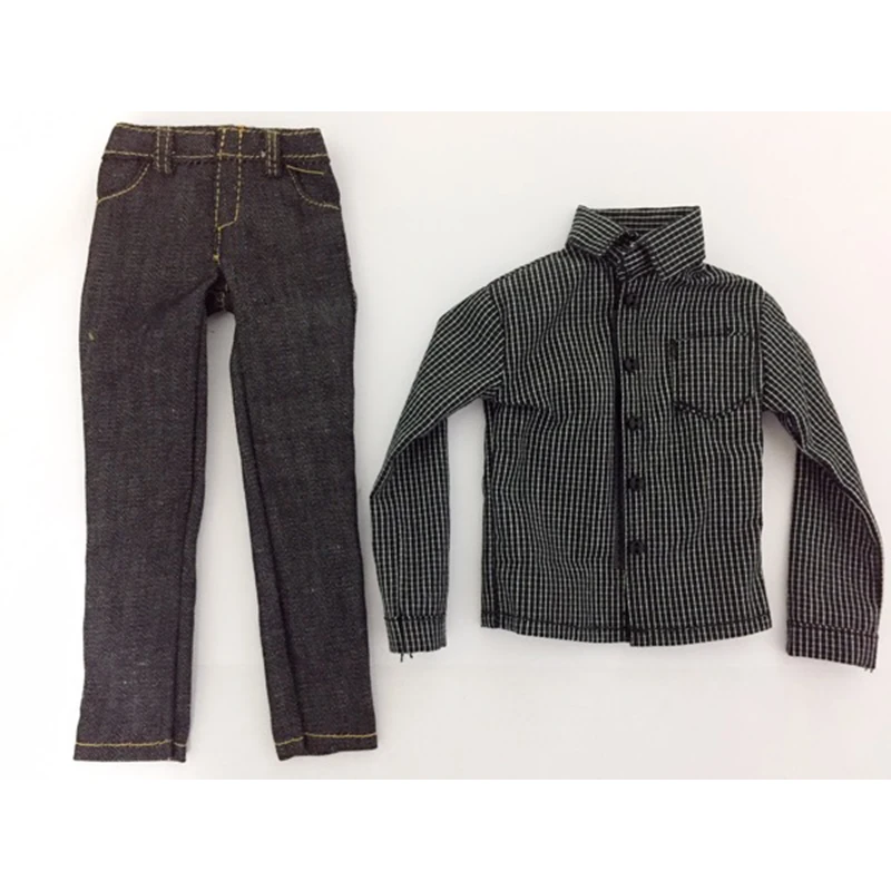 

1/6 Black Plaid Shirt with Jeans Model for 12''Figures