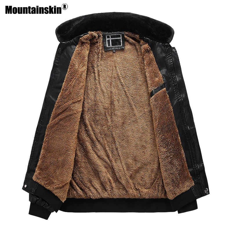 Mountainskin 2020 зимние мужские кожаные куртки повседневные Бархатные Теплые пальто с