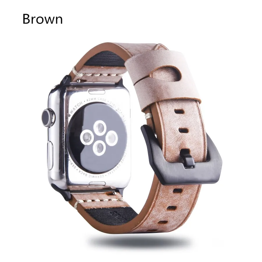 Модный Матовый кожаный ремешок для Apple Watch 38, 42 мм, ремешок с пряжкой, винтажные Ремешки для наручных часов iWatch Series 5, 4, 3, 2, 1 издание, 40, 44 мм - Цвет ремешка: brown