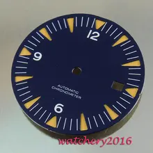 31 мм синий циферблат белые цифры окно даты подходит Автоматический ход Мужские t часы циферблат
