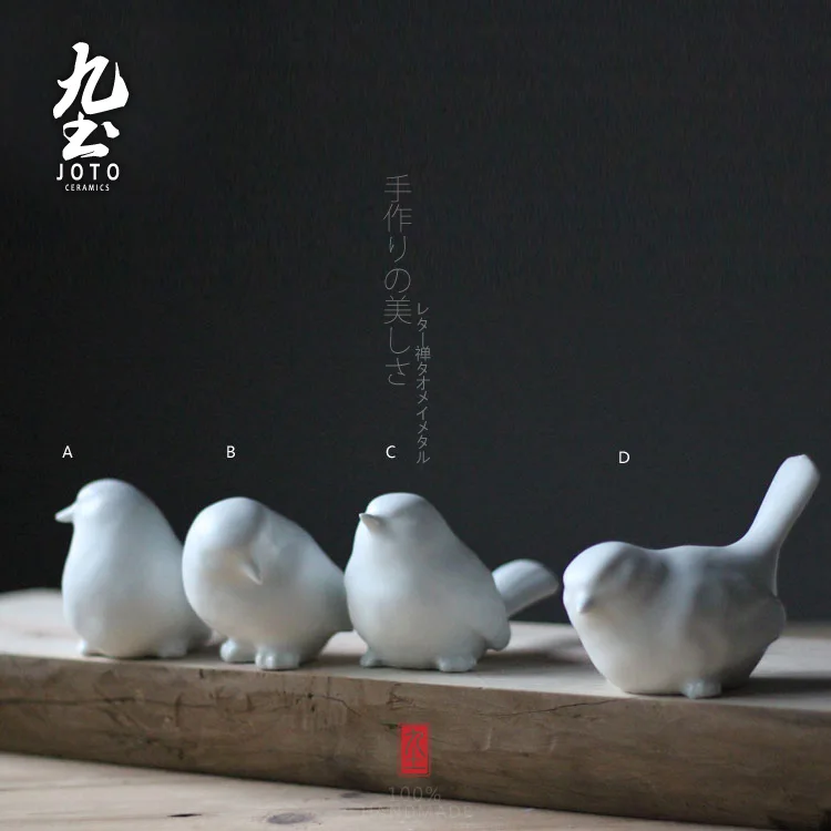

4pcs cute ceramic bird figurines home decor ceramic kawaii ornament crafts room decoration porcelain animal figurines gift