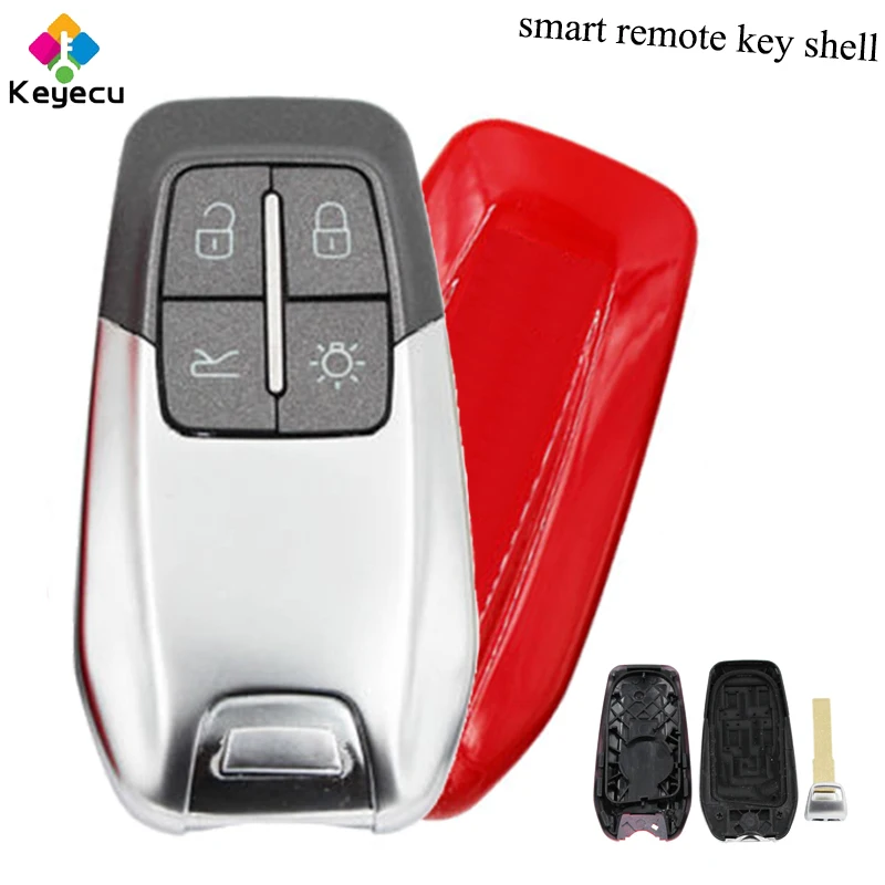 

KEYECU Replacement Smart Remote Control Car Key Shell Case Housing With 4 Buttons & Uncut Blade - FOB for Ferrari 458 588 488GTB