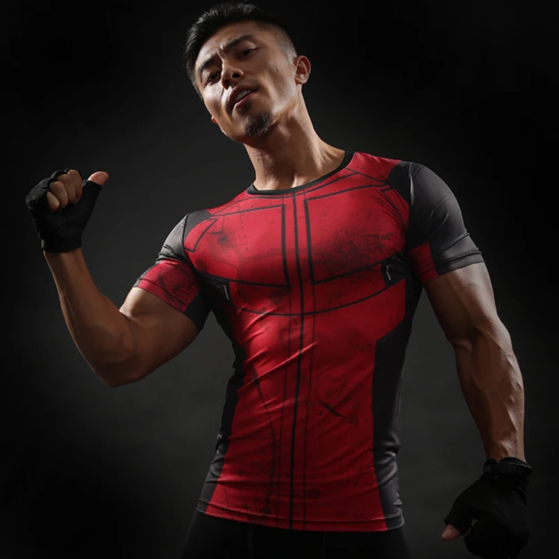 Herren Marvel Avengers 3D T Shirts Kompression Workout Gym Cosplay Oben Kurzarm