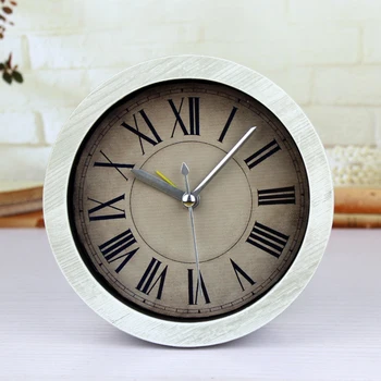 

European Classic Restore Ancient Ways Small Alarm Clock Table Old Contracted Wood Creative Pastoral Desktop