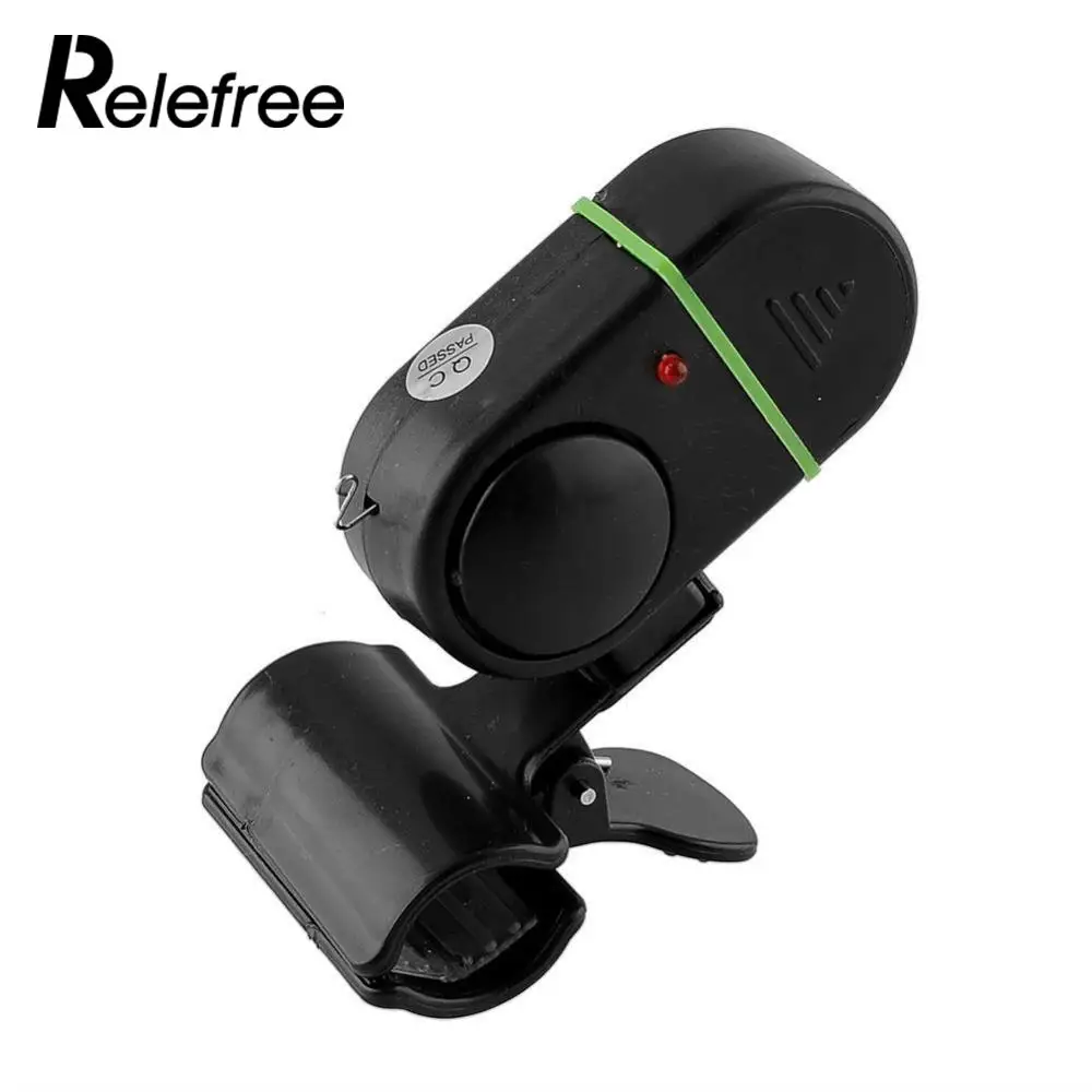 

Relefree LED Light Electronic Fish Bite Strike Sound Alarm Bell Alert Clip-On Fishing Rod Pole Tool Black