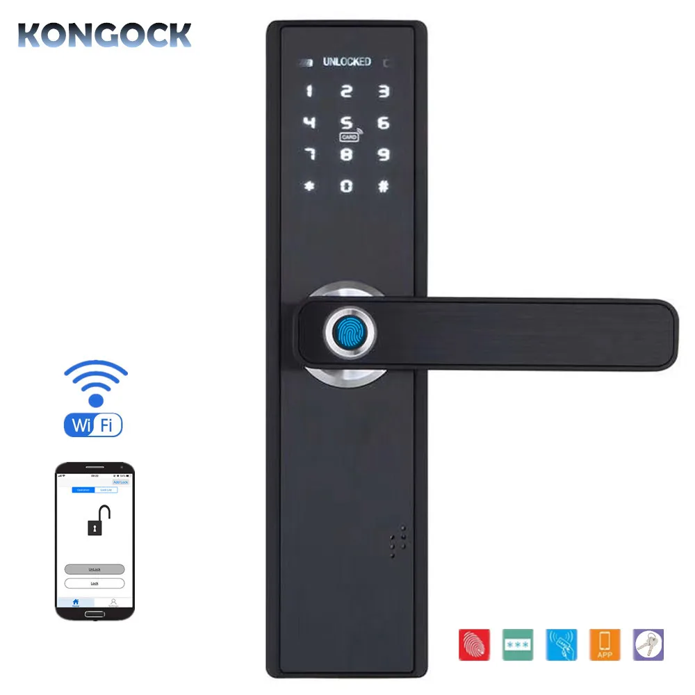 

WIFI APP smart keyless Fingerprint door lock, electronic password card & key access for home and hotel and apartment etc
