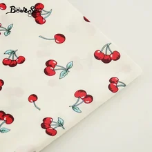 50 см X 145 см принт вишни дизайн прекрасный белый хлопок ткань стеганая детская одежда Tecidos Telas леди платье украшение дома