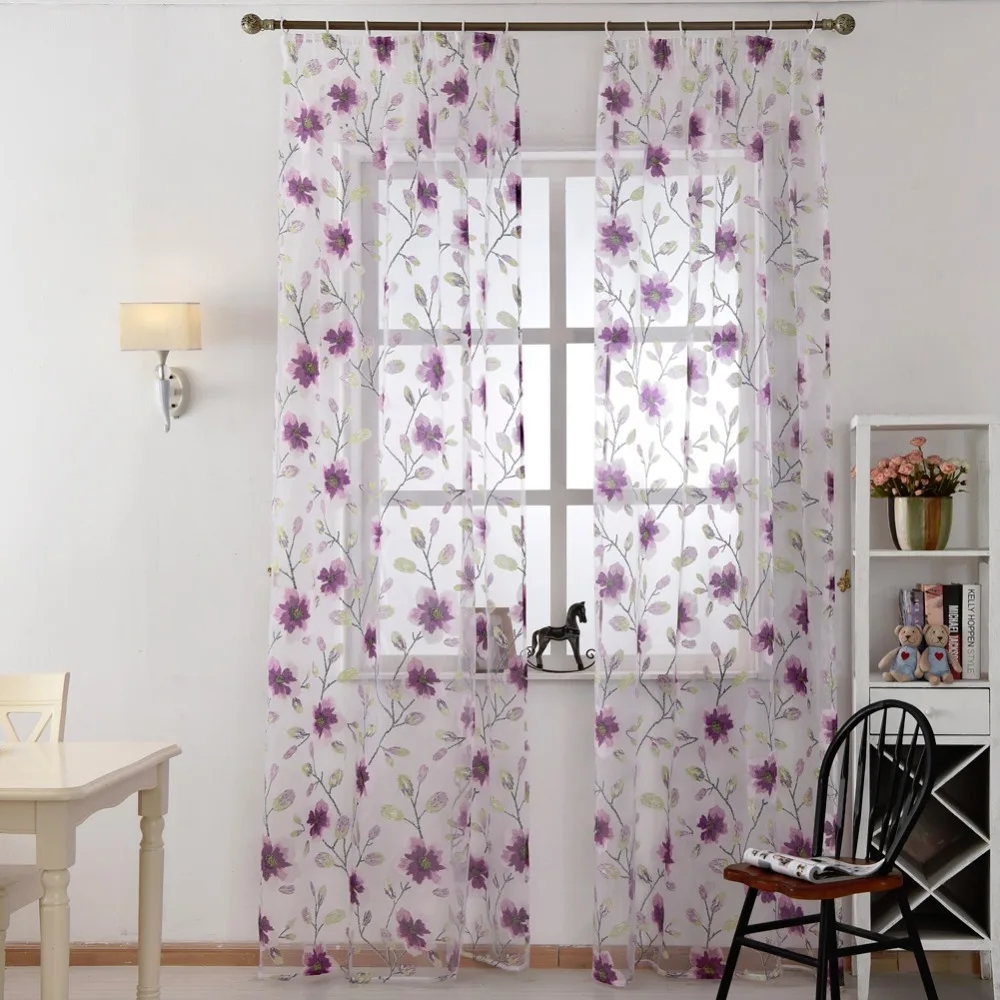 Cortinas De Tule Floral Kid Menina Quarto Cozinha Painel De Tecidos Cortinas De Tule Floral Kid Menina Quarto Cozinha Painel De Tecidos