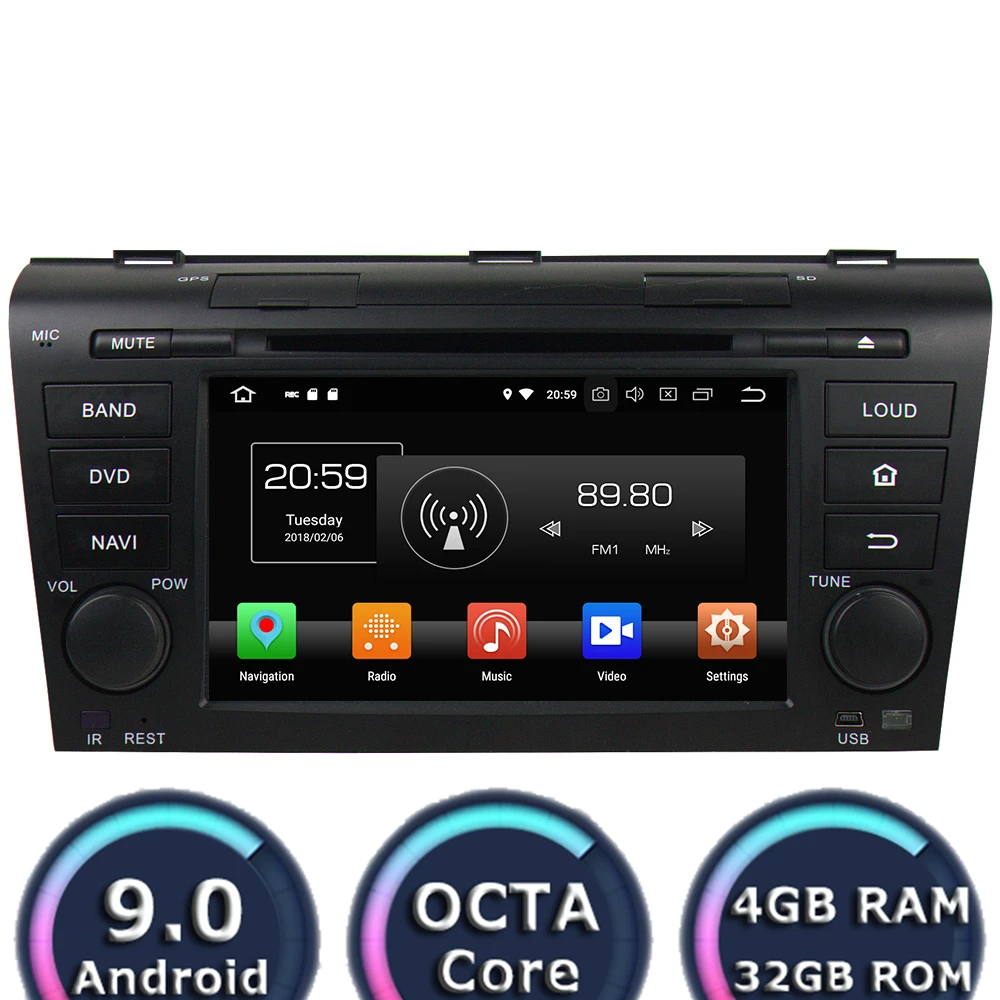 ##BUY Roadlover Android 9.0 Car Multimedia DVD Player For Mazda 3 2004 2009 Stereo GPS Navigation Automagnitol 2 Din Radio Octa Core