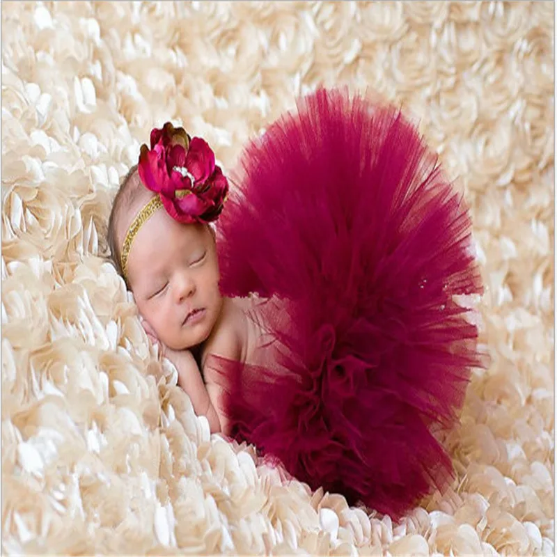 Реквизит для фотосессии новорожденных; юбка; костюм для младенцев; повязка на голову с цветочным рисунком+ юбка-пачка принцессы; реквизит для фотосессии новорожденных - Цвет: 24