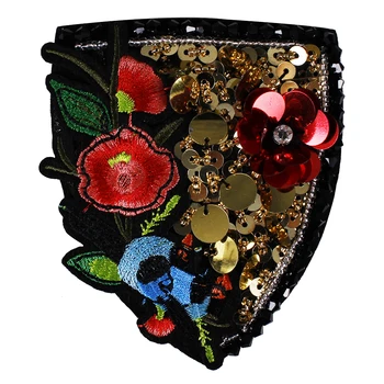 

10piece Beads Sequin Shoulder Fabric Patches Embroidery Applique Motif Embossed Pocket Badge Clothes Sewing Accessories TH830