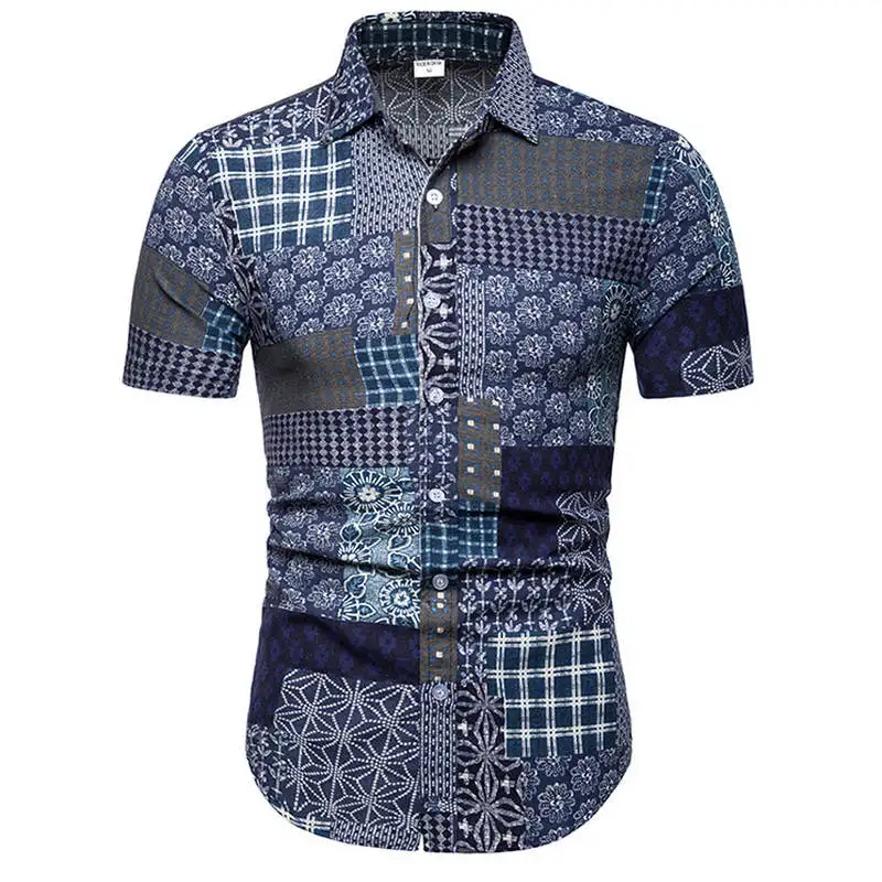Модная Мужская льняная рубашка приталенная Мужская гавайская рубашка с коротким рукавом больших размеров M-5XL 26 цветов - Цвет: TC11