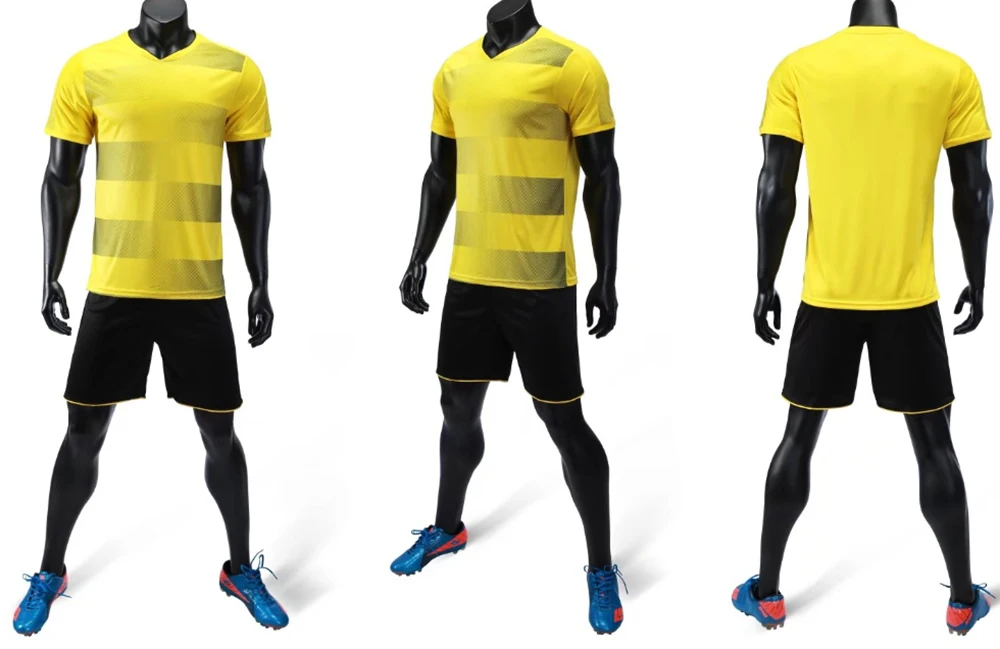 New men plain football sets men's soccer Horizontal stripe jerseys adult blank Training Games