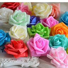 Высокое качество 100 шт./лот 7 см поролоновые головки роз Искусственные головки цветов мяты зеленый Тиффани синие цветы Свадебные украшения