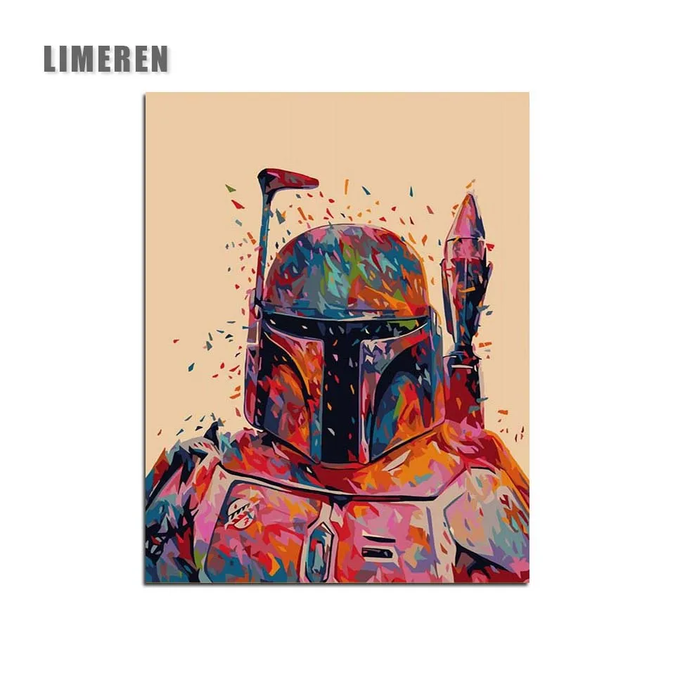 

Hunter Star Wars 7 Boba Fett DIY Oil Coloring Painting By Numbers On Canvas Movie Living Room Wall Art For Unique Gift