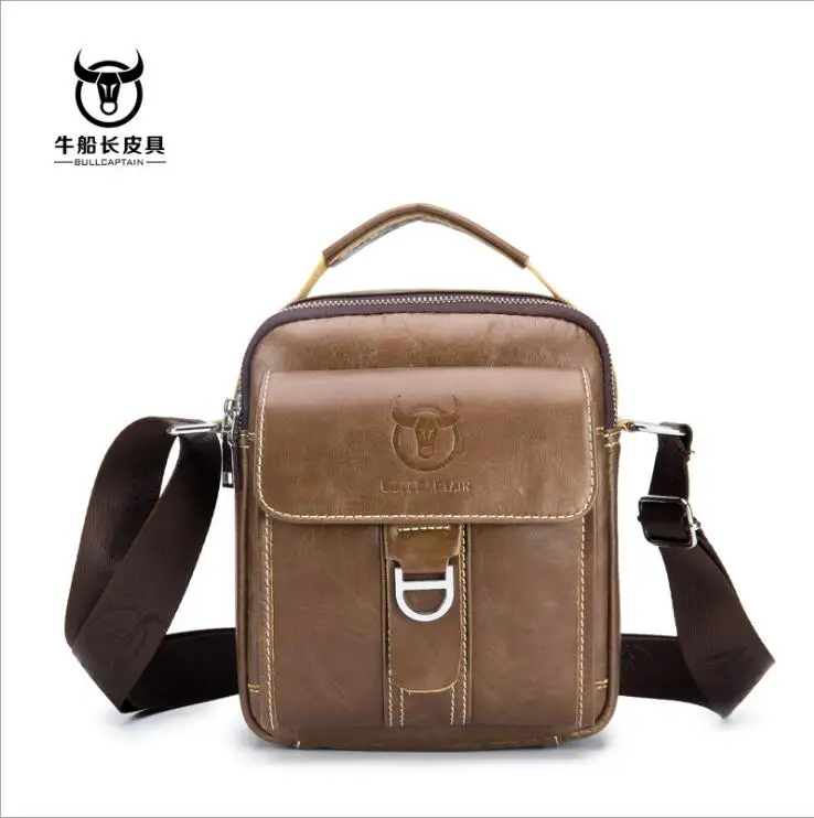 Классическая брендовая мужская сумка BULLCAPTAIN, мужская сумка на плечо, винтажный стиль, повседневные мужские сумки-мессенджеры, рекламная сумка через плечо, мужская сумка - Цвет: Коричневый