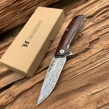 SAMSEND ручной работы из красного сандалового дерева дамасский карманный нож VG10 многофункциональные инструменты походный складной нож для кемпинга инструмент для коллекции