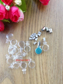 

Freeshipping Tinny Glass Bottle Vial Pendant Crystal Ball With silver Cap rubber plug